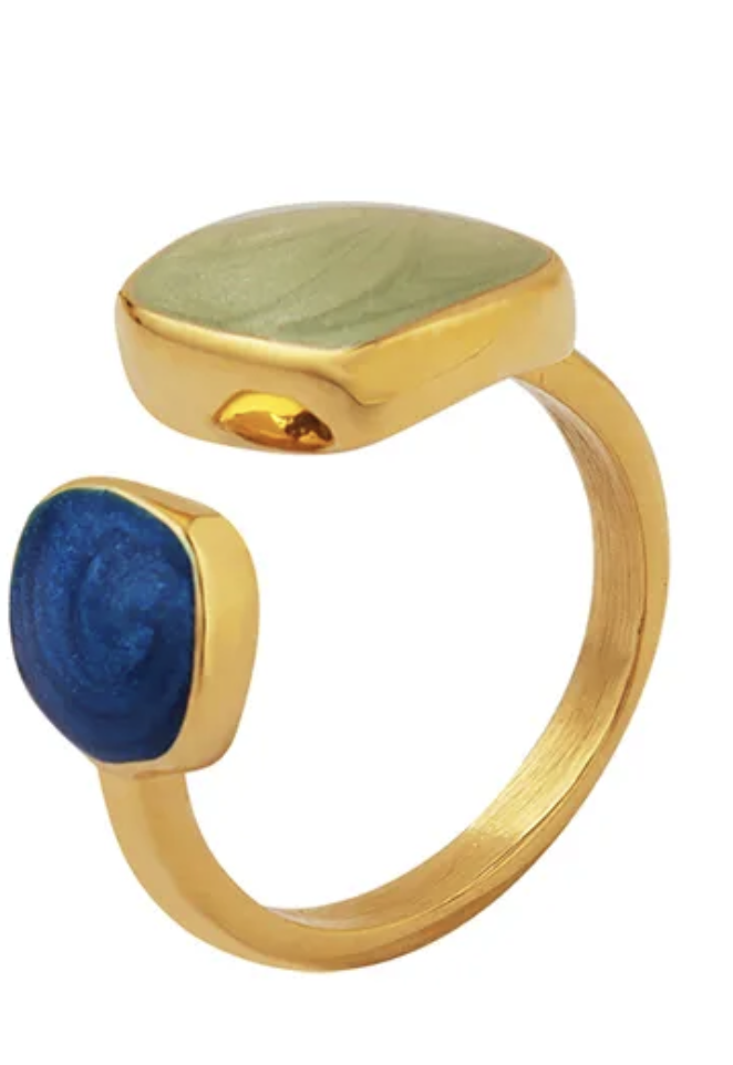 Bean Green Square Open Ring